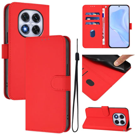 Skin Feel Solid Color Leather Phone Case with Lanyard, For Redmi Note 14 Pro 5G / 14 Pro+ 5G