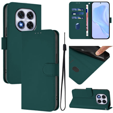 Skin Feel Solid Color Leather Phone Case with Lanyard, For Redmi Note 14 Pro 5G / 14 Pro+ 5G