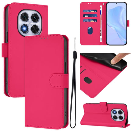 Skin Feel Solid Color Leather Phone Case with Lanyard, For Redmi Note 14 Pro 5G / 14 Pro+ 5G