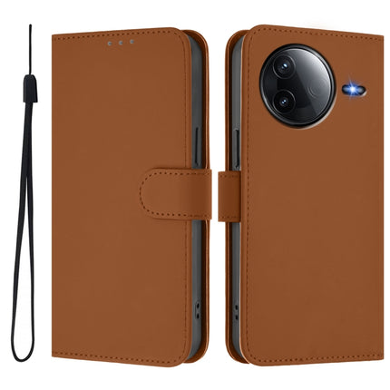 Skin Feel Solid Color Leather Phone Case with Lanyard, For Redmi K80 / K80 Pro
