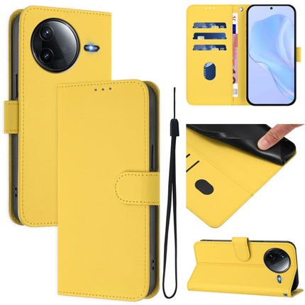 Skin Feel Solid Color Leather Phone Case with Lanyard, For Redmi K80 / K80 Pro