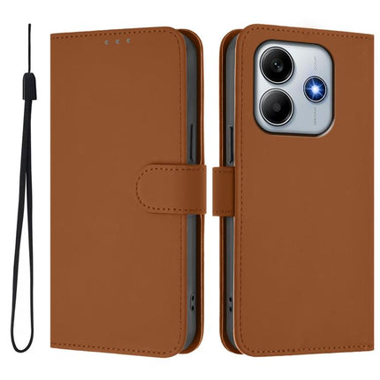 Skin Feel Solid Color Leather Phone Case with Lanyard, For Redmi Note 14 4G 163.25mm