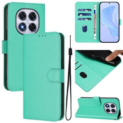 Skin Feel Solid Color Leather Phone Case with Lanyard, For Redmi Note 14 Pro 4G