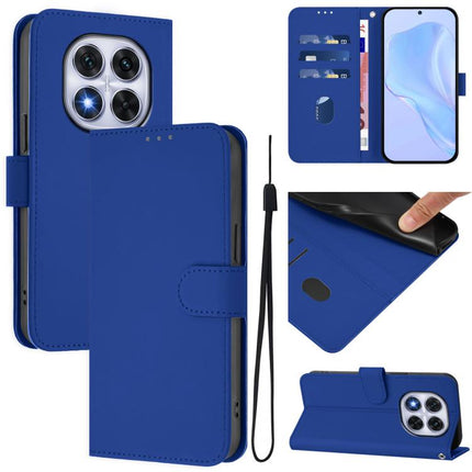 Skin Feel Solid Color Leather Phone Case with Lanyard, For Redmi Note 14 Pro 5G Global