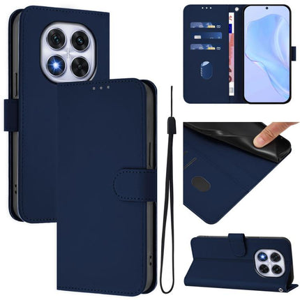Skin Feel Solid Color Leather Phone Case with Lanyard, For Redmi Note 14 Pro 5G Global
