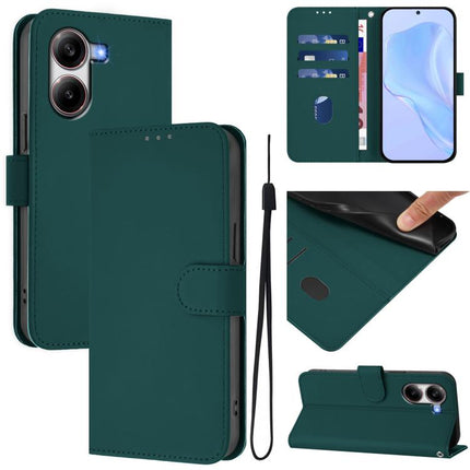 Skin Feel Solid Color Leather Phone Case with Lanyard, For Redmi Turbo 4