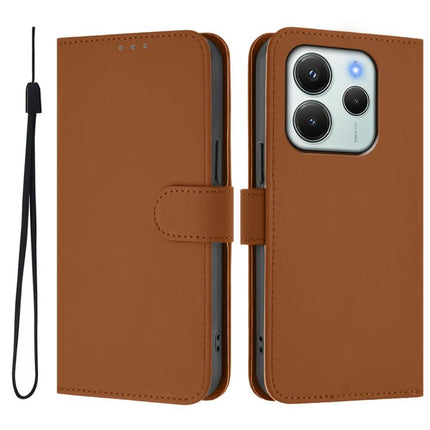 Skin Feel Solid Color Leather Phone Case with Lanyard, For Redmi Note 14 4G EU 164.84mm
