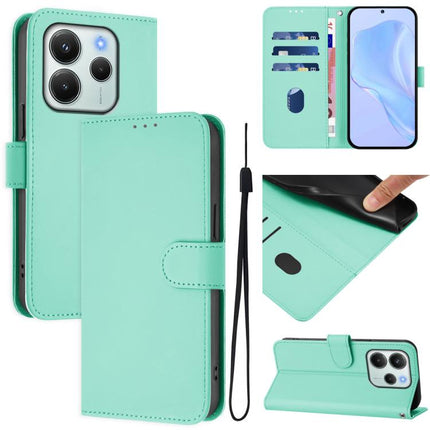 Skin Feel Solid Color Leather Phone Case with Lanyard, For Redmi Note 14 4G EU 164.84mm