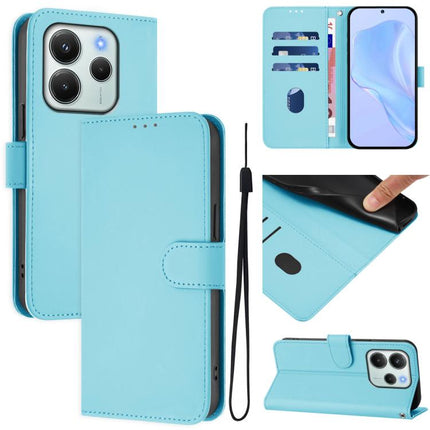 Skin Feel Solid Color Leather Phone Case with Lanyard, For Redmi Note 14 4G EU 164.84mm