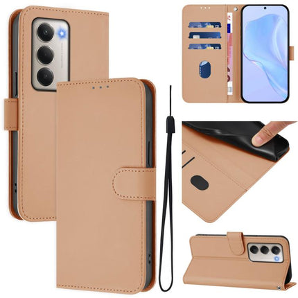 Skin Feel Solid Color Leather Phone Case with Lanyard, For Redmi 15 5G Global / 15 4G SEA 169.5mm