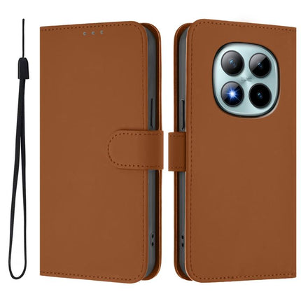 Skin Feel Solid Color Leather Phone Case with Lanyard, For Redmi Note 15 Pro+ 5G Global 163.3mm