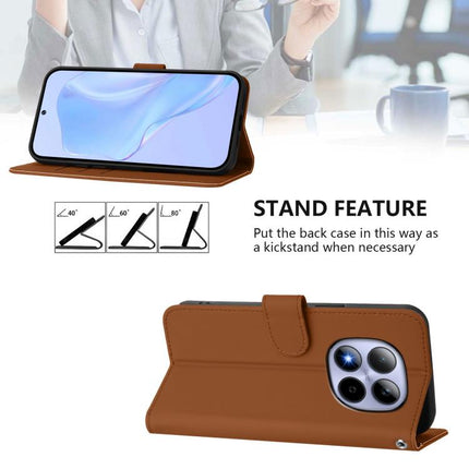 Skin Feel Solid Color Leather Phone Case with Lanyard, For Redmi Note 15 Pro 5G Global 163.6mm