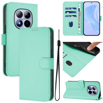 Skin Feel Solid Color Leather Phone Case with Lanyard, For Redmi Note 15 Pro 5G Global 163.6mm