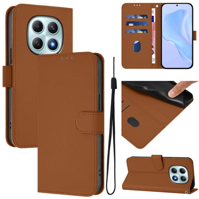 Skin Feel Solid Color Leather Phone Case with Lanyard, For Redmi Note 15 4G / 5G Global 164mm