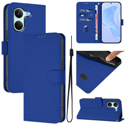 Skin Feel Solid Color Leather Phone Case with Lanyard, For Redmi Turbo 5 5G Global/Poco X8 Pro 5G