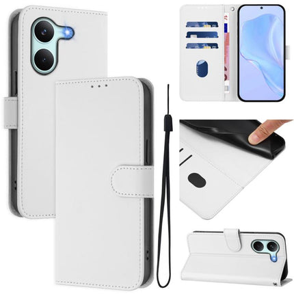 Skin Feel Solid Color Leather Phone Case with Lanyard, For Redmi Turbo 5 5G Global/Poco X8 Pro 5G