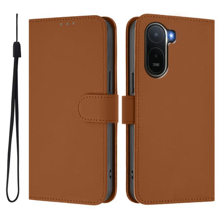 Skin Feel Solid Color Leather Phone Case with Lanyard, For Redmi A7 Pro 4G Global / Poco C85x 5G