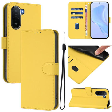Skin Feel Solid Color Leather Phone Case with Lanyard, For Redmi A7 Pro 4G Global / Poco C85x 5G