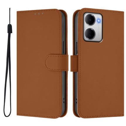 Skin Feel Solid Color Leather Phone Case with Lanyard, For Redmi 15a 5G Global
