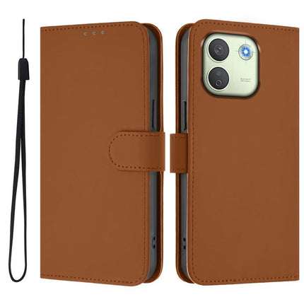 Skin Feel Solid Color Leather Phone Case with Lanyard, For Redmi K90 Max 5G