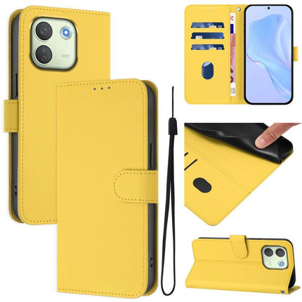 Skin Feel Solid Color Leather Phone Case with Lanyard, For Redmi K90 Max 5G