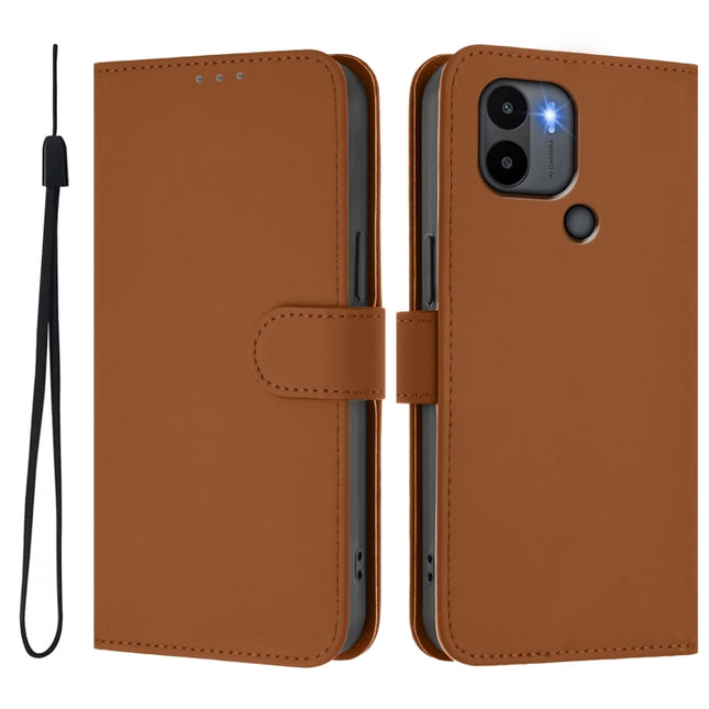 Skin Feel Solid Color Leather Phone Case with Lanyard, For Xiaomi Poco C50 4G / C51