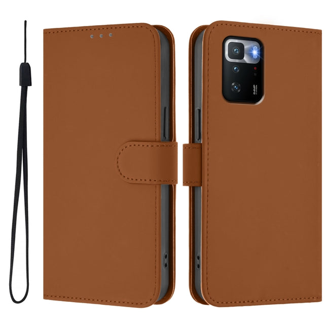 Skin Feel Solid Color Leather Phone Case with Lanyard, For Xiaomi Poco X3 GT