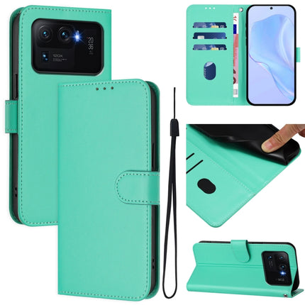 Skin Feel Solid Color Leather Phone Case with Lanyard, For Xiaomi Mi 11 Ultra