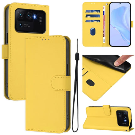 Skin Feel Solid Color Leather Phone Case with Lanyard, For Xiaomi Mi 11 Ultra