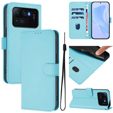 Skin Feel Solid Color Leather Phone Case with Lanyard, For Xiaomi Mi 11 Ultra