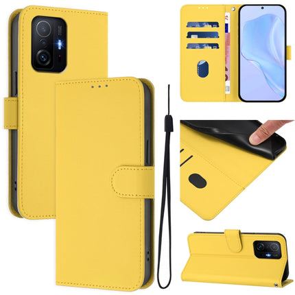 Skin Feel Solid Color Leather Phone Case with Lanyard, For Xiaomi 11T / 11T Pro