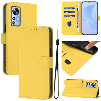 Skin Feel Solid Color Leather Phone Case with Lanyard, For Xiaomi 12 5G / 12S 5G / 12X 5G