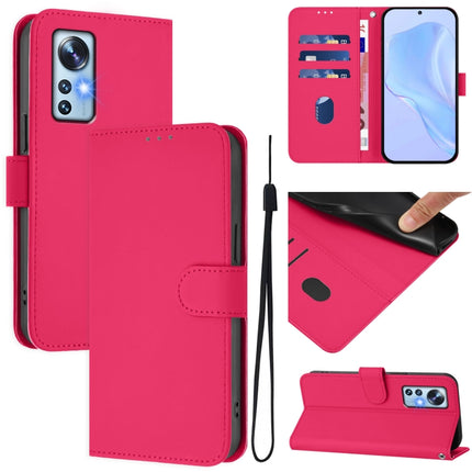 Skin Feel Solid Color Leather Phone Case with Lanyard, For Xiaomi 12 5G / 12S 5G / 12X 5G