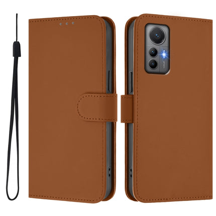Skin Feel Solid Color Leather Phone Case with Lanyard, For Xiaomi 12 Lite