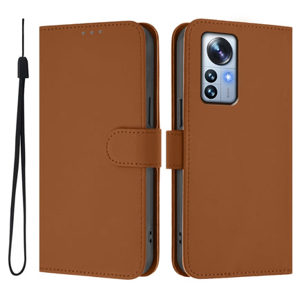 Skin Feel Solid Color Leather Phone Case with Lanyard, For Xiaomi 12S Pro / 12 Pro