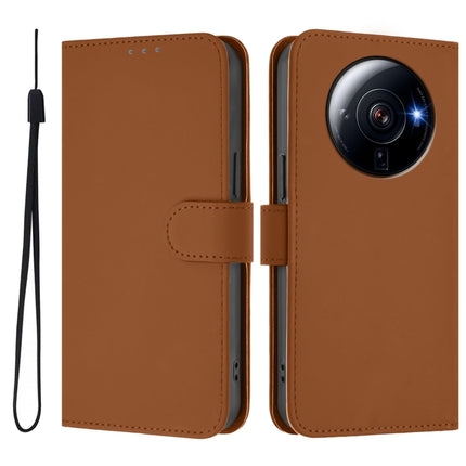 Skin Feel Solid Color Leather Phone Case with Lanyard, For Xiaomi 12S Ultra