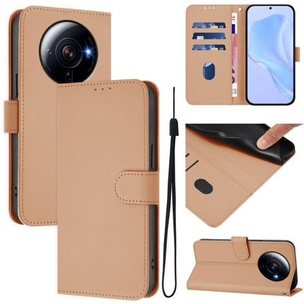 Skin Feel Solid Color Leather Phone Case with Lanyard, For Xiaomi 12S Ultra