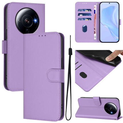 Skin Feel Solid Color Leather Phone Case with Lanyard, For Xiaomi 12S Ultra