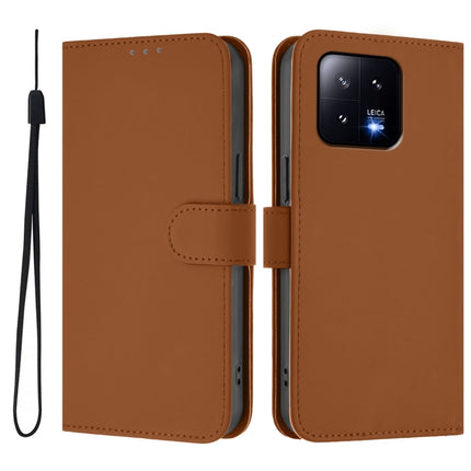 Skin Feel Solid Color Leather Phone Case with Lanyard, For Xiaomi 13 5G