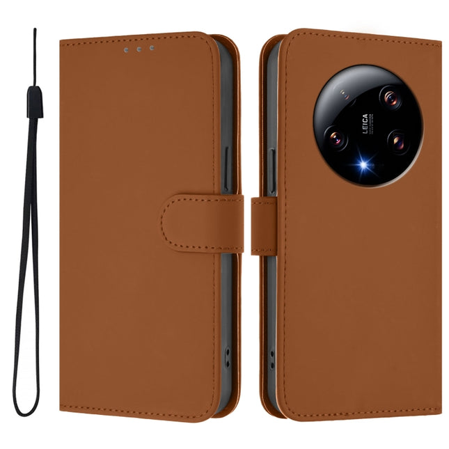 Skin Feel Solid Color Leather Phone Case with Lanyard, For Xiaomi 13 Ultra