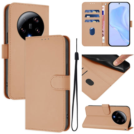 Skin Feel Solid Color Leather Phone Case with Lanyard, For Xiaomi 13 Ultra