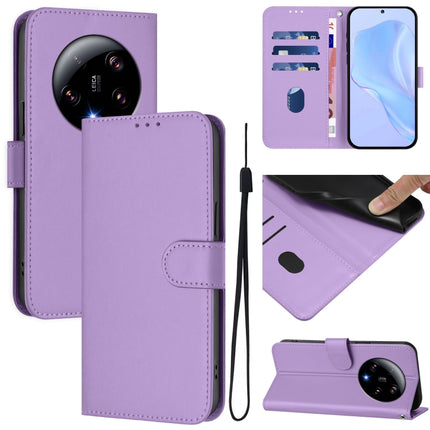 Skin Feel Solid Color Leather Phone Case with Lanyard, For Xiaomi 13 Ultra