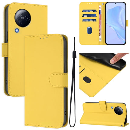 Skin Feel Solid Color Leather Phone Case with Lanyard, For Xiaomi Civi 3 5G