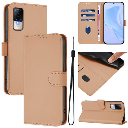 Skin Feel Solid Color Leather Phone Case with Lanyard, For Xiaomi Civi 1S
