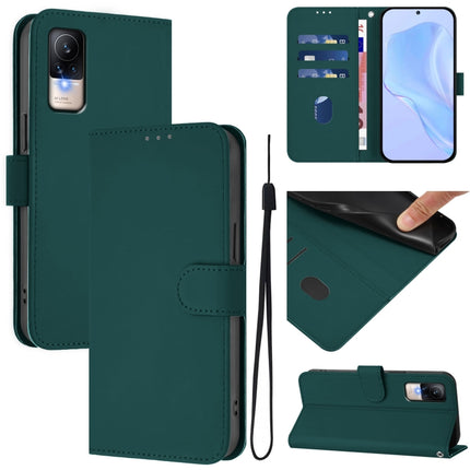 Skin Feel Solid Color Leather Phone Case with Lanyard, For Xiaomi Civi 1S
