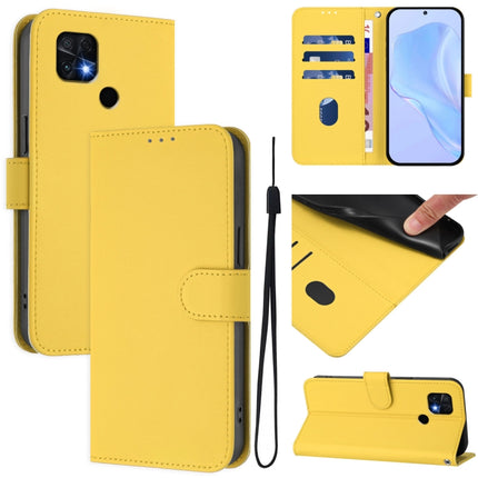 Skin Feel Solid Color Leather Phone Case with Lanyard, For Xiaomi Poco C40