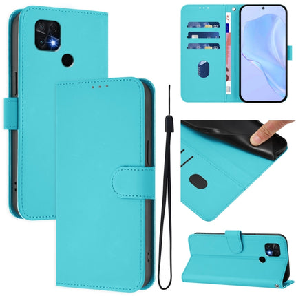 Skin Feel Solid Color Leather Phone Case with Lanyard, For Xiaomi Poco C40