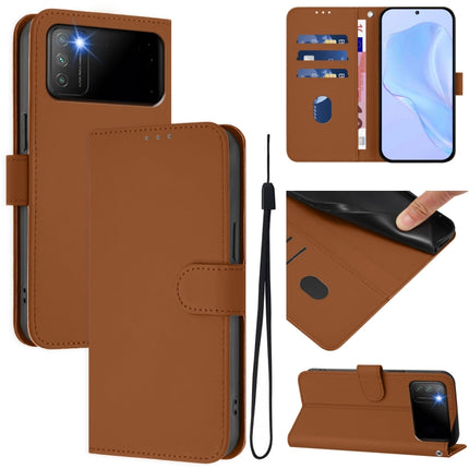 Skin Feel Solid Color Leather Phone Case with Lanyard, For Xiaomi Poco M3