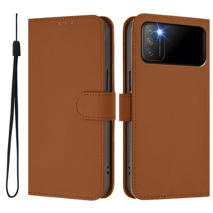 Skin Feel Solid Color Leather Phone Case with Lanyard, For Xiaomi Poco M3