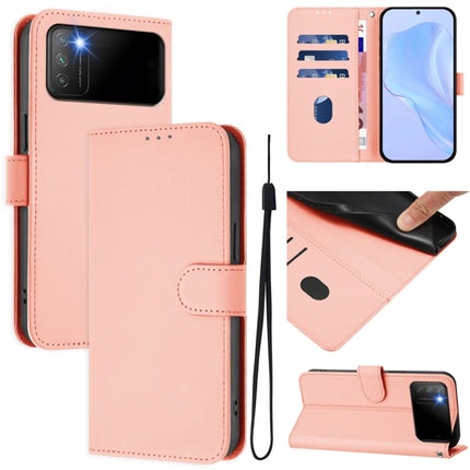 Skin Feel Solid Color Leather Phone Case with Lanyard, For Xiaomi Poco M3